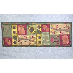 Table Runner Harvest Season Happy Fall  13x36 Pumpkins Acorns Patchwork